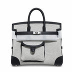 Birkin Cargo 25 Black Leather and Ecru Canvas Multi-Pocket Mini Bag — Classic Hand-Carry Tote