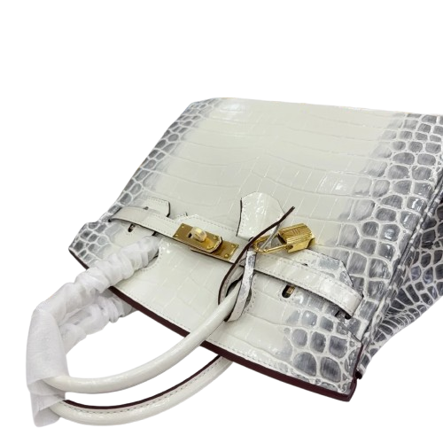 Birkin Bag Crocodile-Grain Cowhide Leather Gold Hardware — Elegant Hand-Carry Design