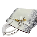 Birkin Bag Crocodile-Grain Cowhide Leather Gold Hardware — Elegant Hand-Carry Design
