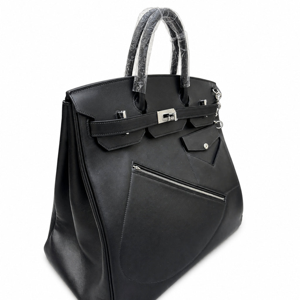 Birkin 40 Rock Sellier in Noir Swift Leather (Palladium Hardware) — Timeless Structured Handbag
