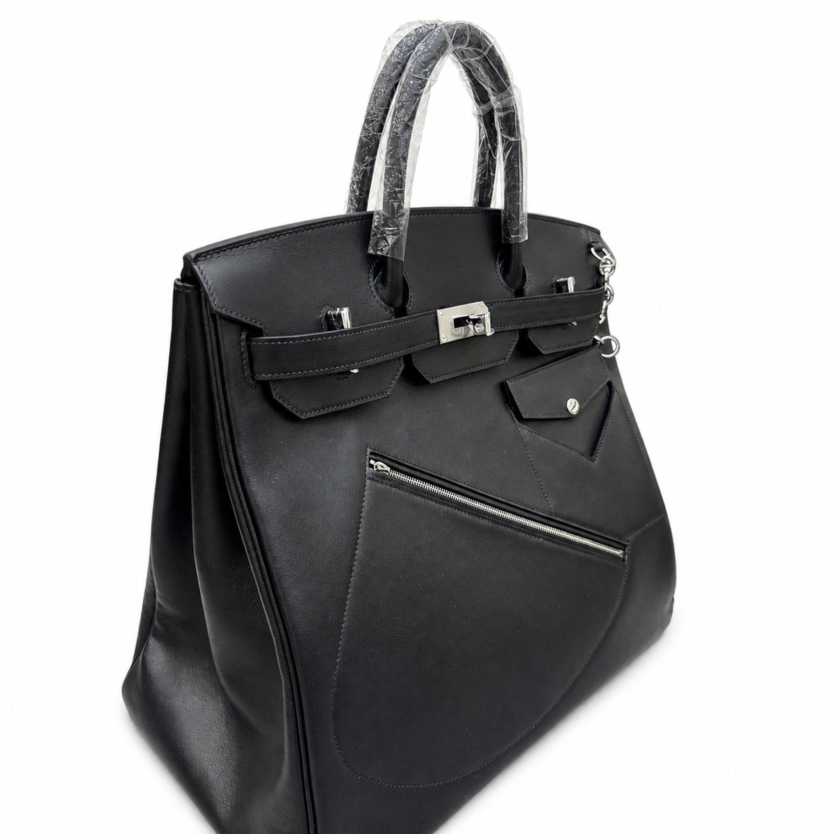 Birkin 40 Rock Sellier in Noir Swift Leather (Palladium Hardware) — Timeless Structured Handbag