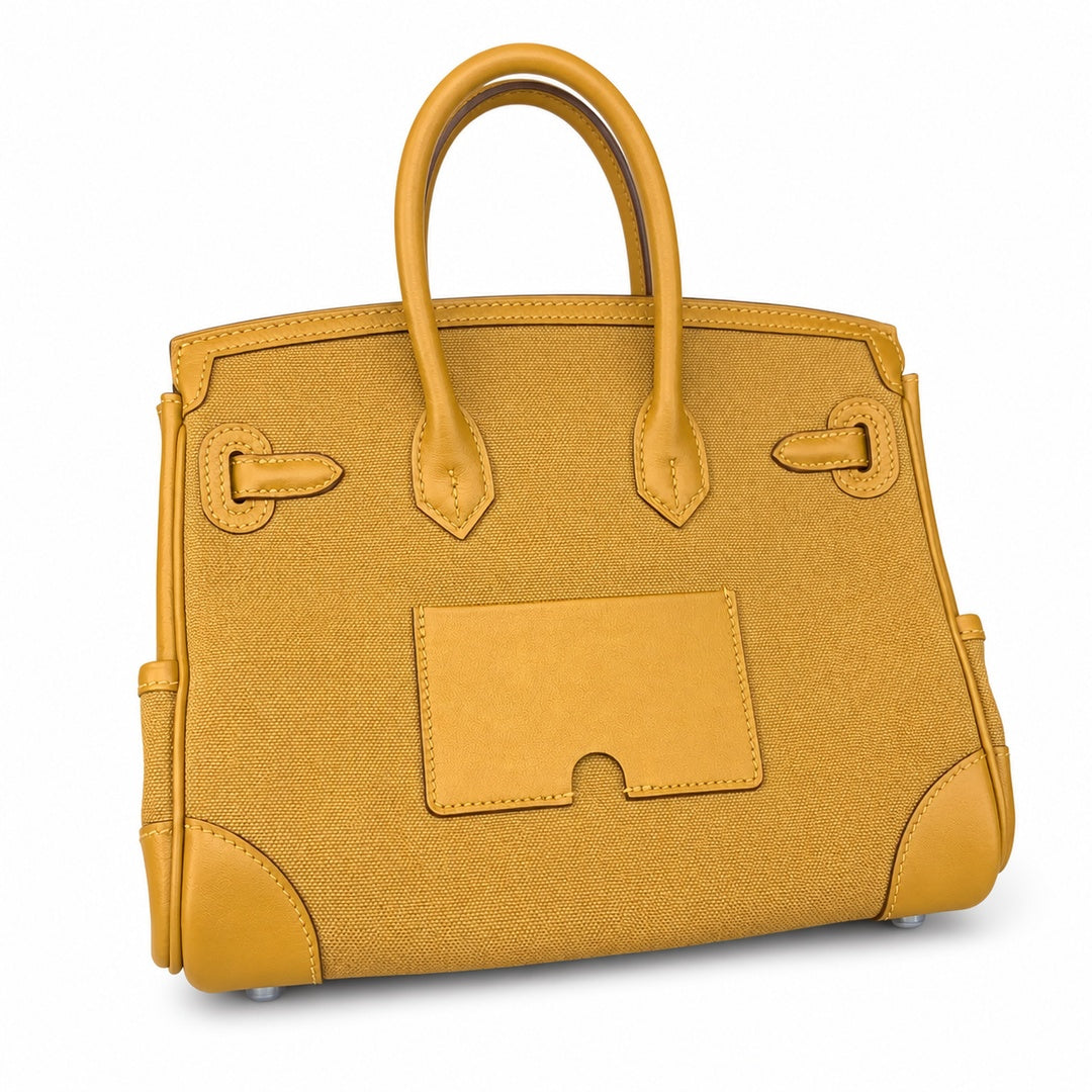 Birkin Cargo 25 in Sesame Toile Goéland and Swift Leather (Palladium Hardware) — Timeless Structured Handbag