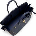 Birkin 30 Retourne in Etoupe Suede Grizzly with White Stitching (Gold Hardware) — Structured Top-Handle Tote