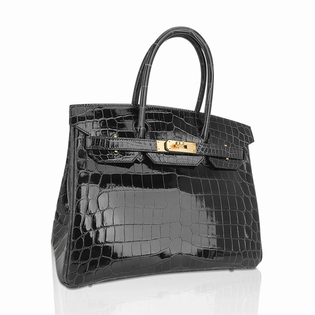 Birkin Bag, Crocodile-Grain Top-Grain Cowhide Leather, In-Seam Gold Hardware — Refined Structured Tote