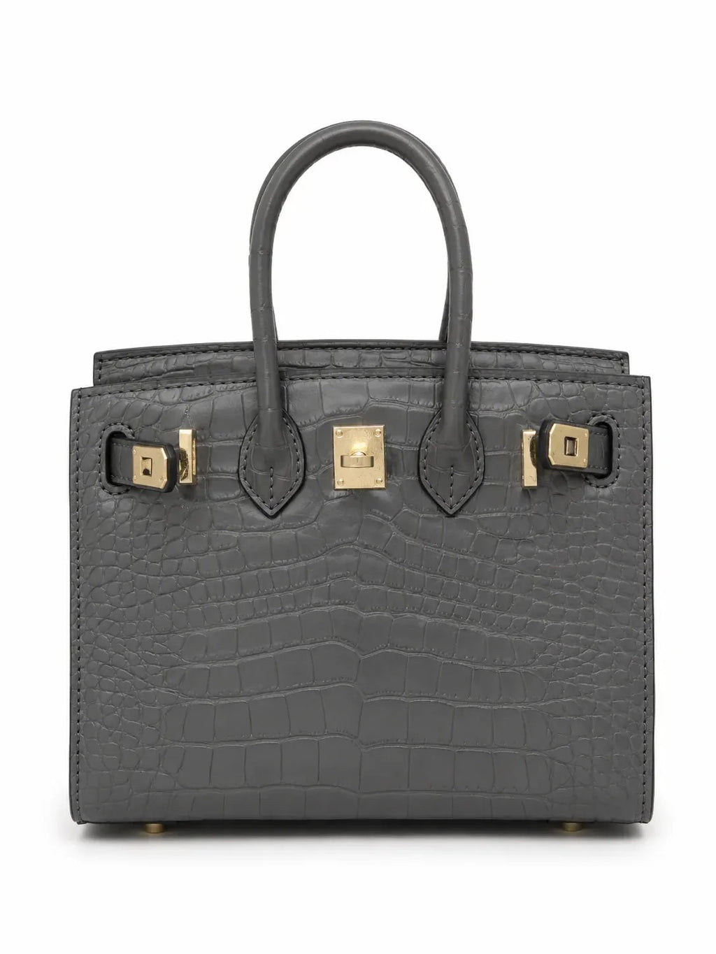 Mini Birkin 20cm Outer Stitching Tote Bag in Etain Gray Crocodile Pattern — Sophisticated Tote Style