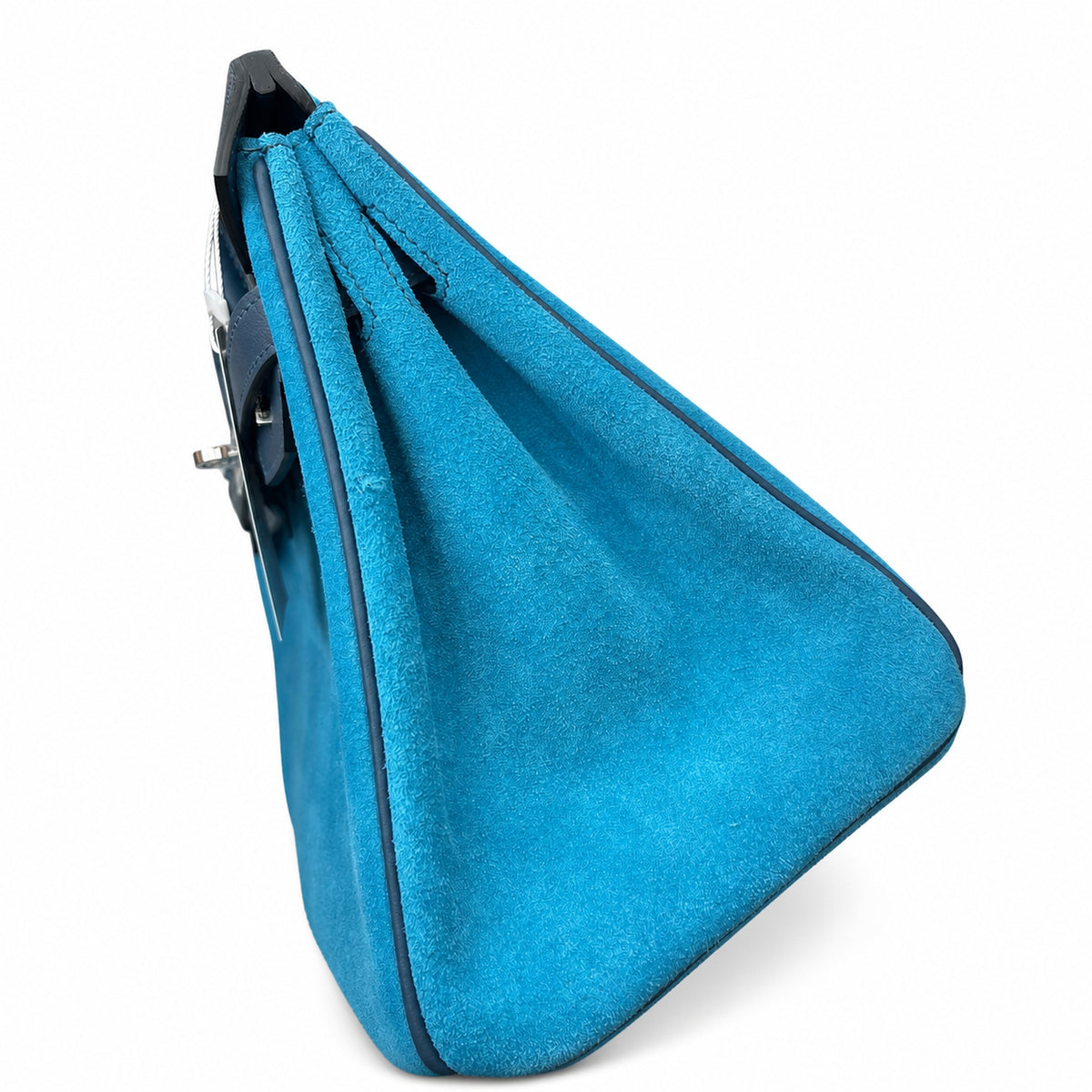 Rare Runaway Birkin 30cm Grizzly Agate Blue Suede Luxury Tote — Elegant Hand-Carry Design