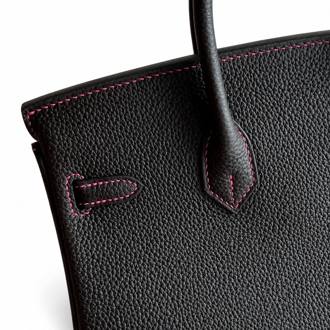 Mini Birkin 25cm Officier Edition in Chocolate Brown Togo & Pink Swift Calfskin — Distinctive Carryall Silhouette
