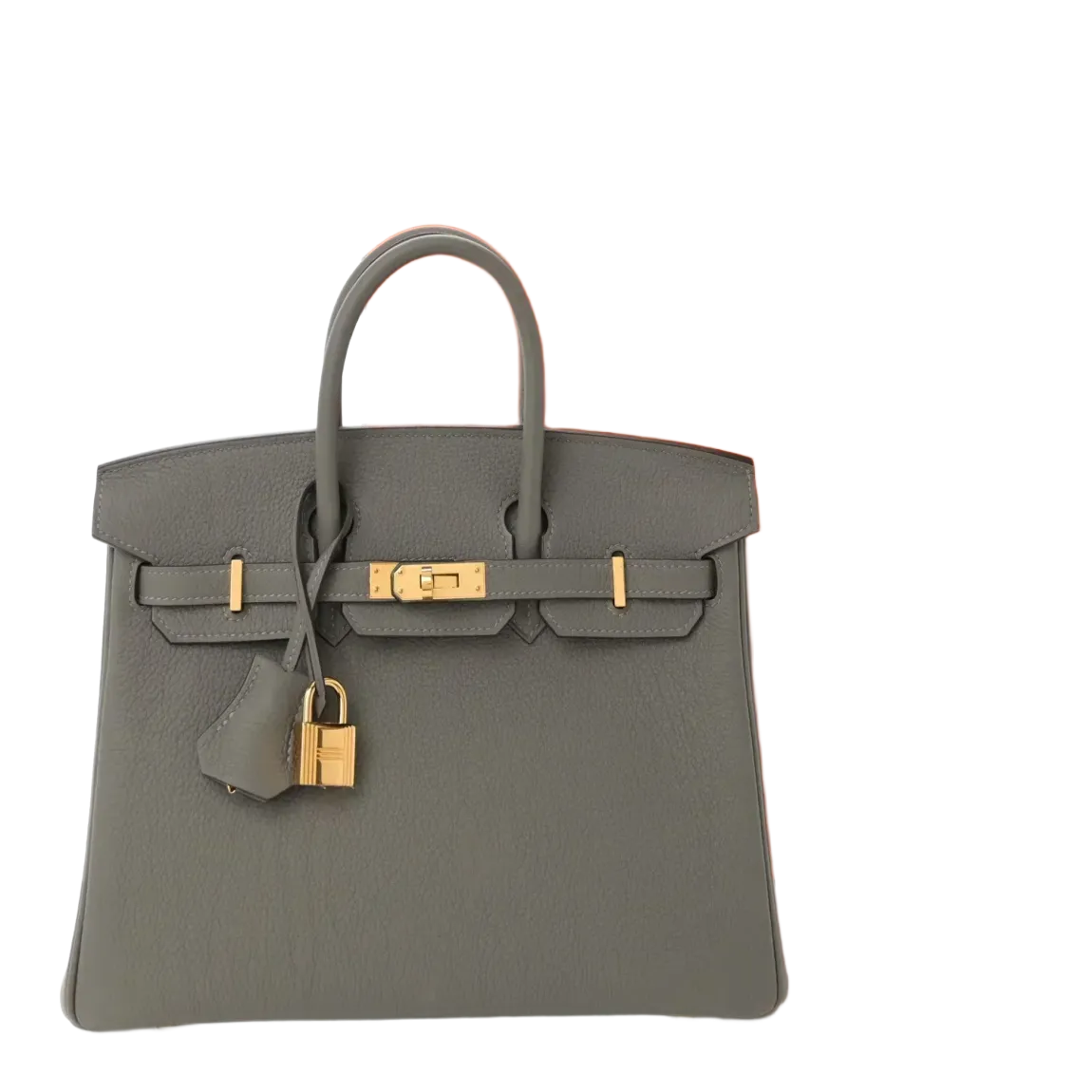 Birkin 25 Gris Meyer crafted from incredibly soft Togo calfskin leather — Polished Top-Handle Bag