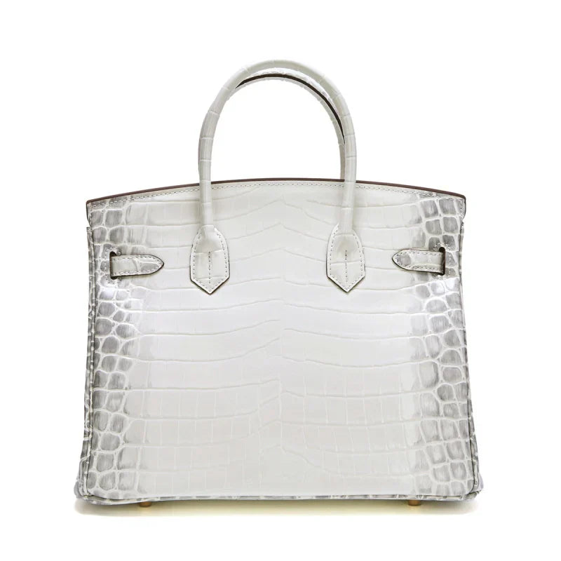 Birkin Bag Crocodile-Grain Cowhide Leather Gold Hardware — Elegant Hand-Carry Design