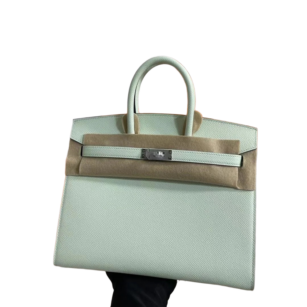 Birkin 25 Sellier Vert Fizz Epsom Silver Hardware — Structured Top-Handle Tote