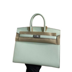 Birkin 25 Sellier Vert Fizz Epsom Silver Hardware — Structured Top-Handle Tote