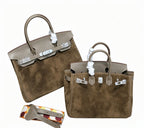 Birkin 30 Etoupe Swift Leather and Suede Splicing Bag — Distinctive Carryall Silhouette