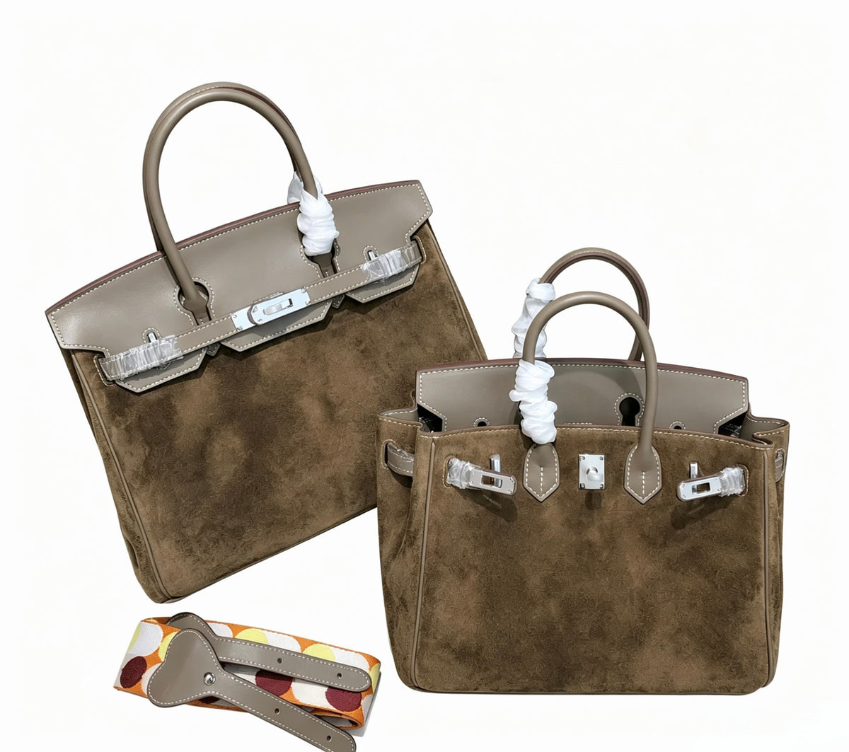 Birkin 30 Etoupe Swift Leather and Suede Splicing Bag — Distinctive Carryall Silhouette