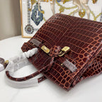 Birkin Bordeaux Shiny Porosus Crocodile Gold Hardware — Timeless Structured Handbag