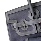Birkin Cargo 25 Etain Grey Swift Leather and Canvas Splicing Bag — Streamlined Structured Bag