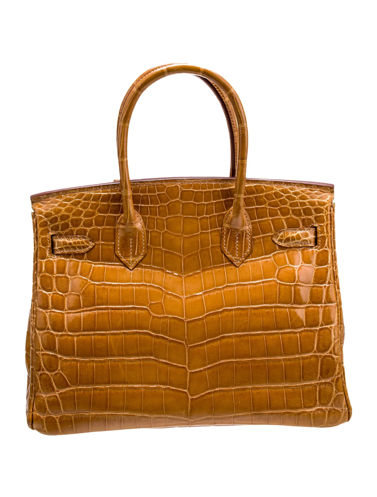 Birkin Shiny Niloticus Crocodile Cowhide Leather Gold Hardware — Refined Structured Tote