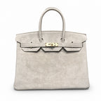 Birkin 35 Retourne in Etoupe Suede Grizzly (Gold Hardware) — Distinctive Carryall Silhouette