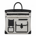 Birkin Cargo 40 Black Leather and Ecru Canvas Multi-Pocket Bag — Sophisticated Tote Style