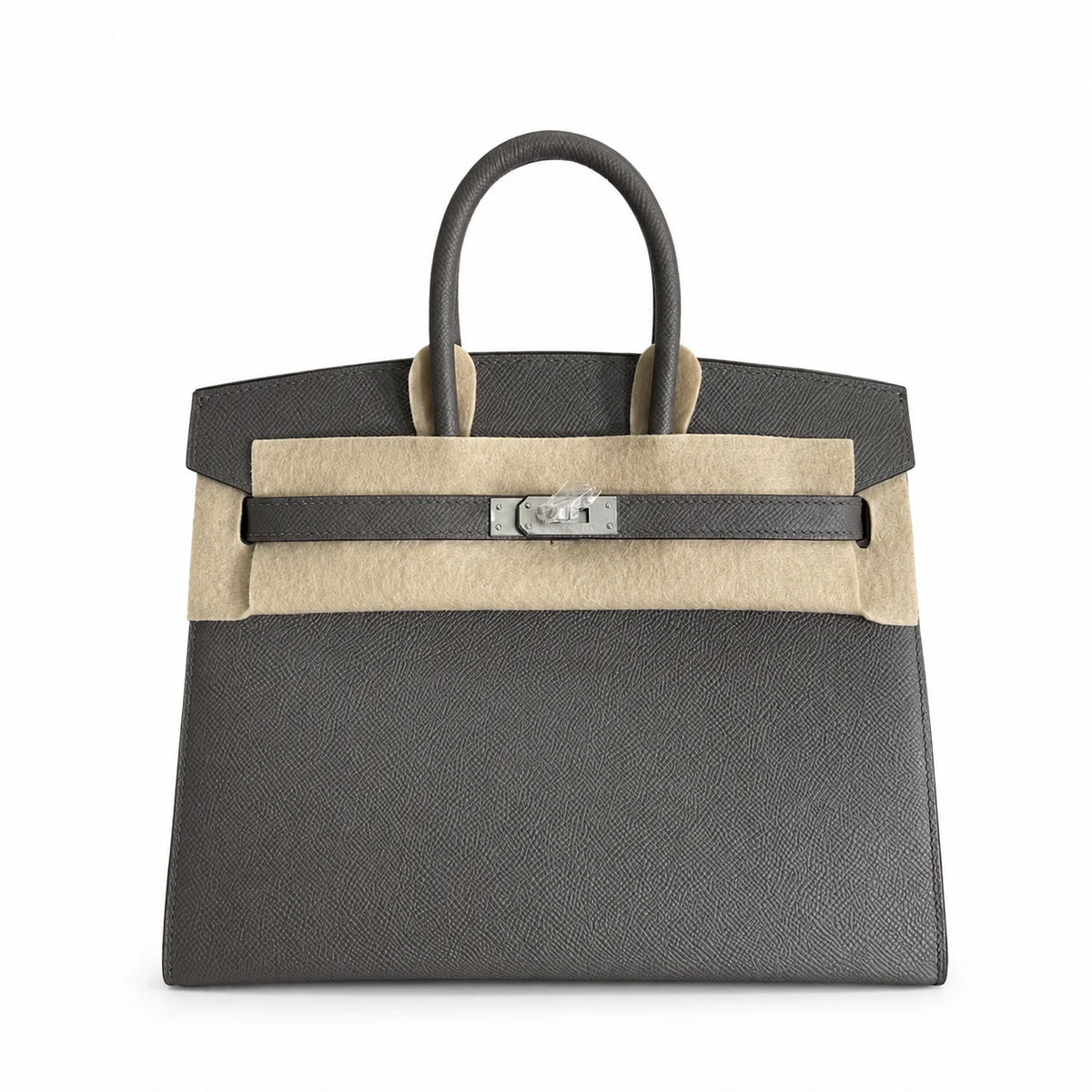 Birkin 25 Sellier 8F Etain Epsom Silver Hardware — Streamlined Structured Bag