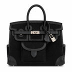 Birkin Cargo 25 All Black Swift Leather and Canvas Multi-Pocket Bag — Elegant Hand-Carry Design