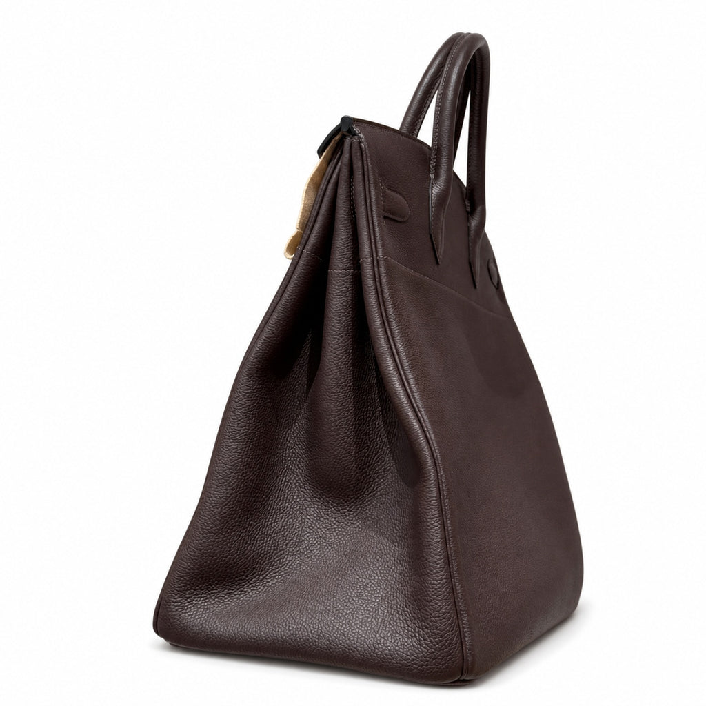 Large Birkin HAC 40cm Men's Tote in Premium Chocolate Brown Togo Cowhide — Streamlined Structured Bag