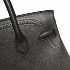 Birkin Ghillies 30 Total Black Leather Top-Handle Bag — Structured Top-Handle Tote