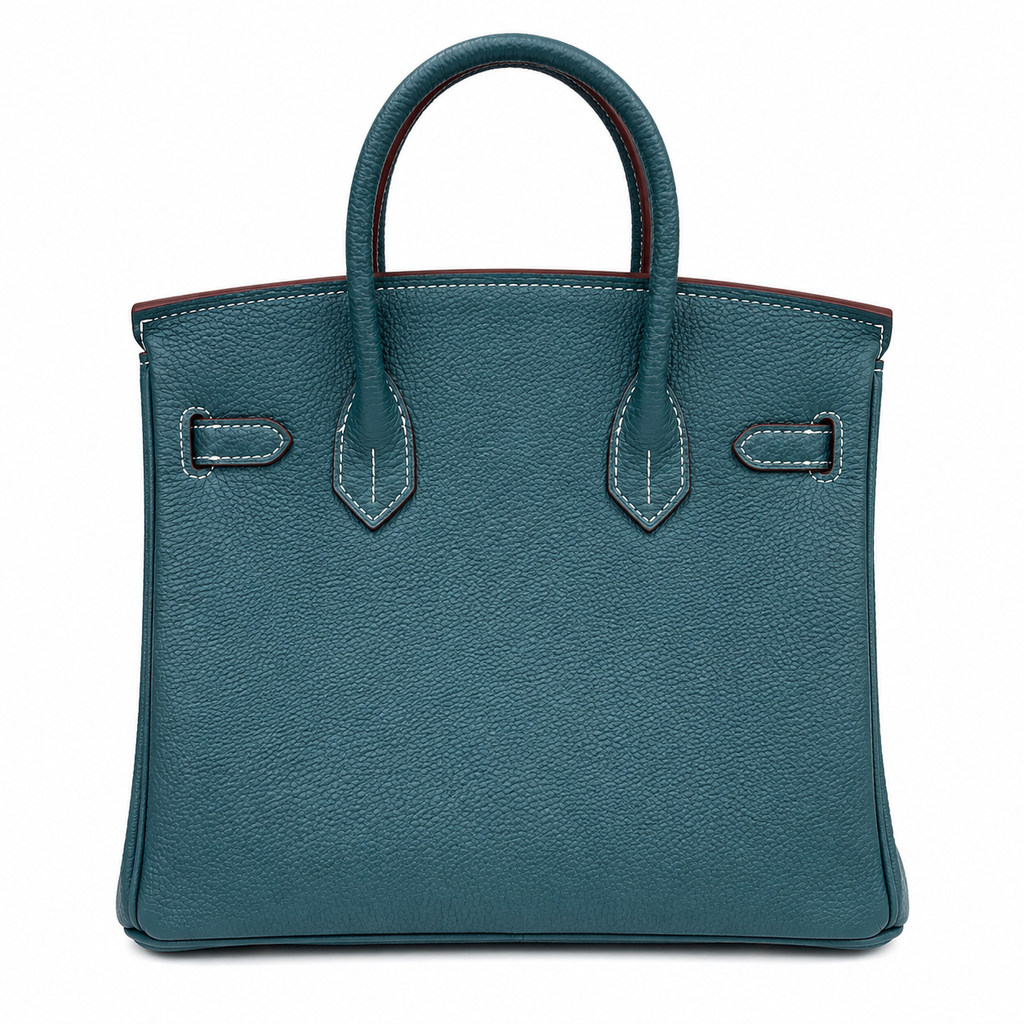 Birkin Style Retourne in Malachite Togo Leather (Gold Hardware) — Versatile Top-Handle Handbag