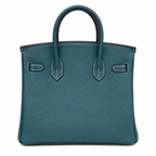 Birkin Style Retourne in Malachite Togo Leather (Gold Hardware) — Versatile Top-Handle Handbag