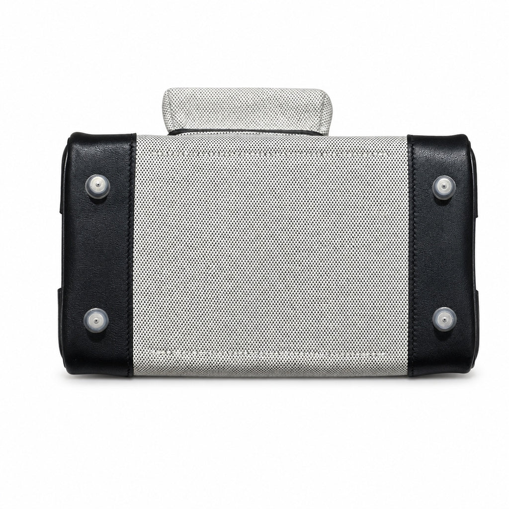 Birkin Cargo 25 Black Leather and Ecru Canvas Multi-Pocket Mini Bag — Classic Hand-Carry Tote