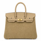 Elegant Neutral Birkin 25cm Grizzly Beige Suede Luxury Top-Handle Tote — Sophisticated Tote Style