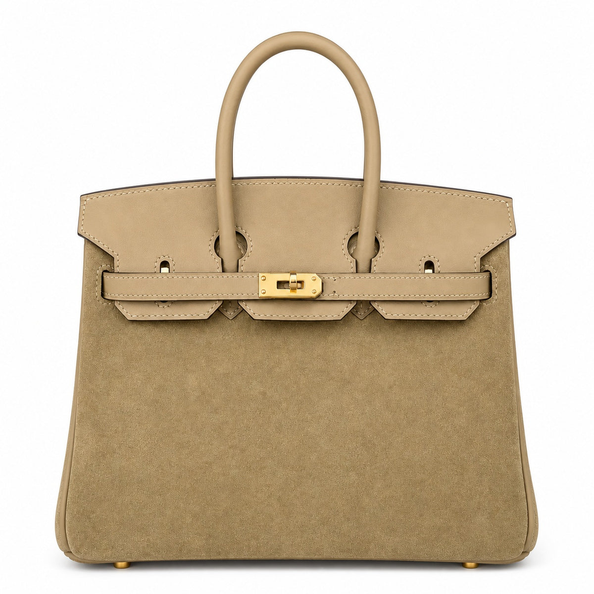 Elegant Neutral Birkin 25cm Grizzly Beige Suede Luxury Top-Handle Tote — Sophisticated Tote Style