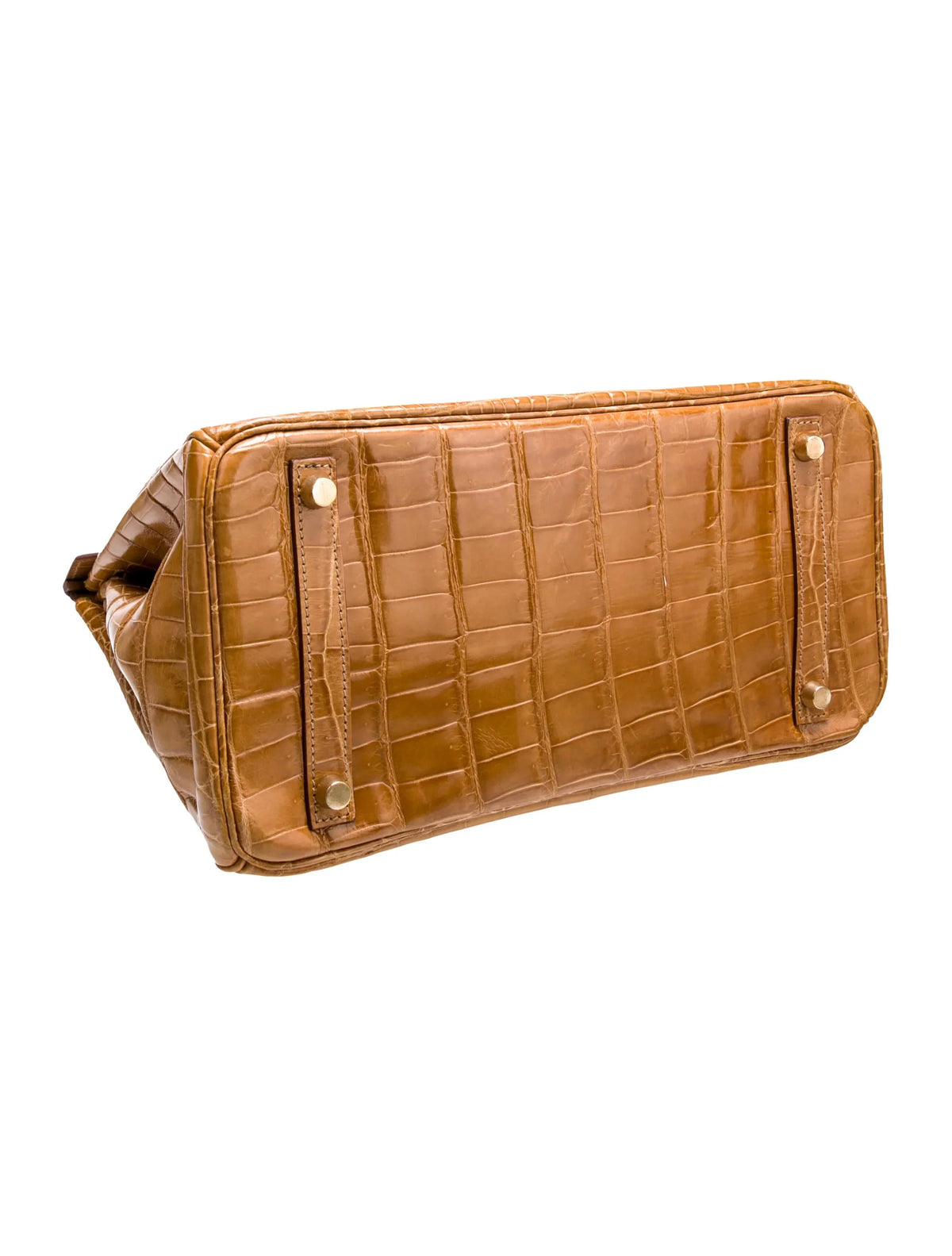 Birkin Shiny Niloticus Crocodile Cowhide Leather Gold Hardware — Refined Structured Tote