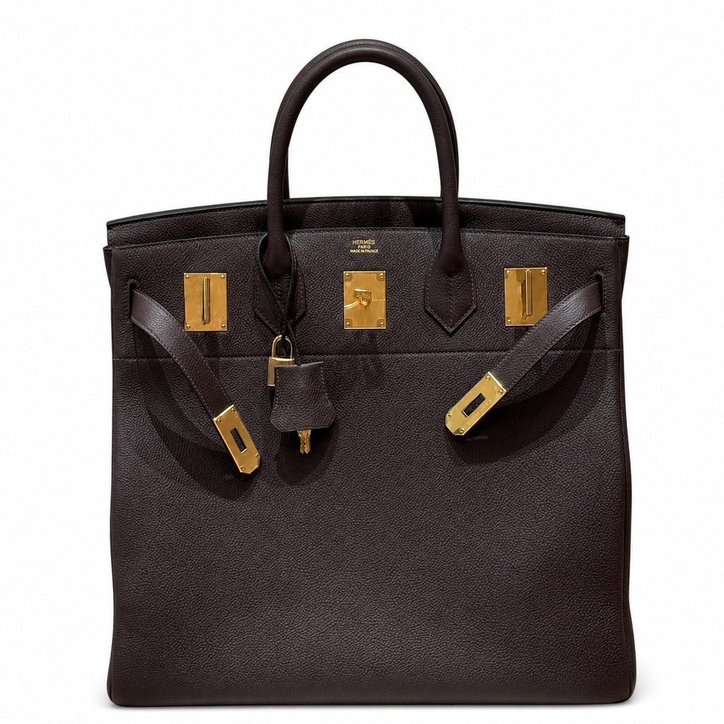 Large Birkin HAC 40cm Men's Tote in Premium Chocolate Brown Togo Cowhide — Streamlined Structured Bag
