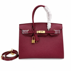 Birkin Style 25/30 Sellier in Bordeaux Epsom Leather (Gold Hardware) — Versatile Top-Handle Handbag