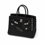 Birkin 25 Rock Sellier in Noir Swift Leather (Palladium Hardware) — Refined Structured Tote