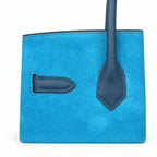 Rare Runaway Birkin 30cm Grizzly Agate Blue Suede Luxury Tote — Elegant Hand-Carry Design