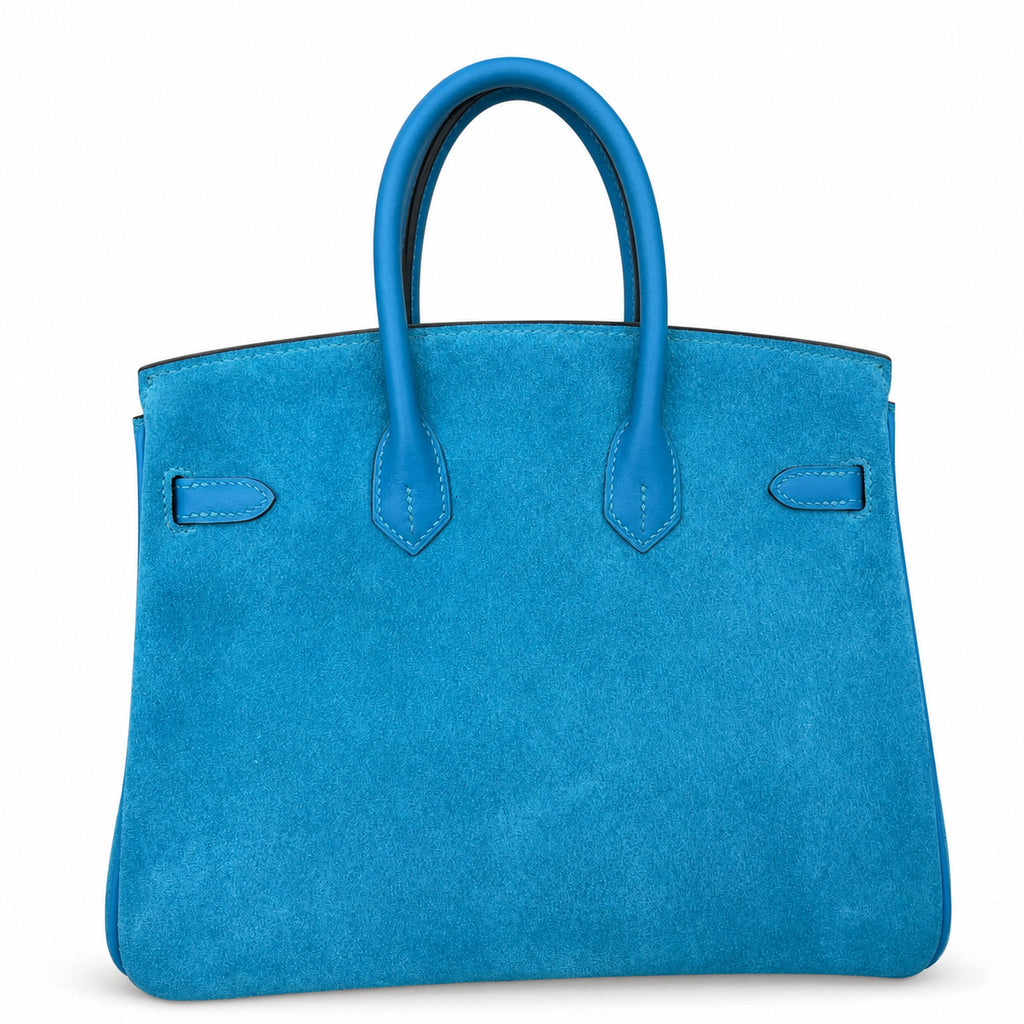 Rare Runaway Birkin 25cm Grizzly Tanzanite Blue Suede Luxury Tote — Timeless Structured Handbag