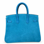 Rare Runaway Birkin 25cm Grizzly Tanzanite Blue Suede Luxury Tote — Timeless Structured Handbag
