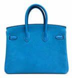 Birkin 25 Retourne in Bleu Zanzibar Swift Leather and Suede Grizzly (Palladium Hardware) — Polished Top-Handle Bag