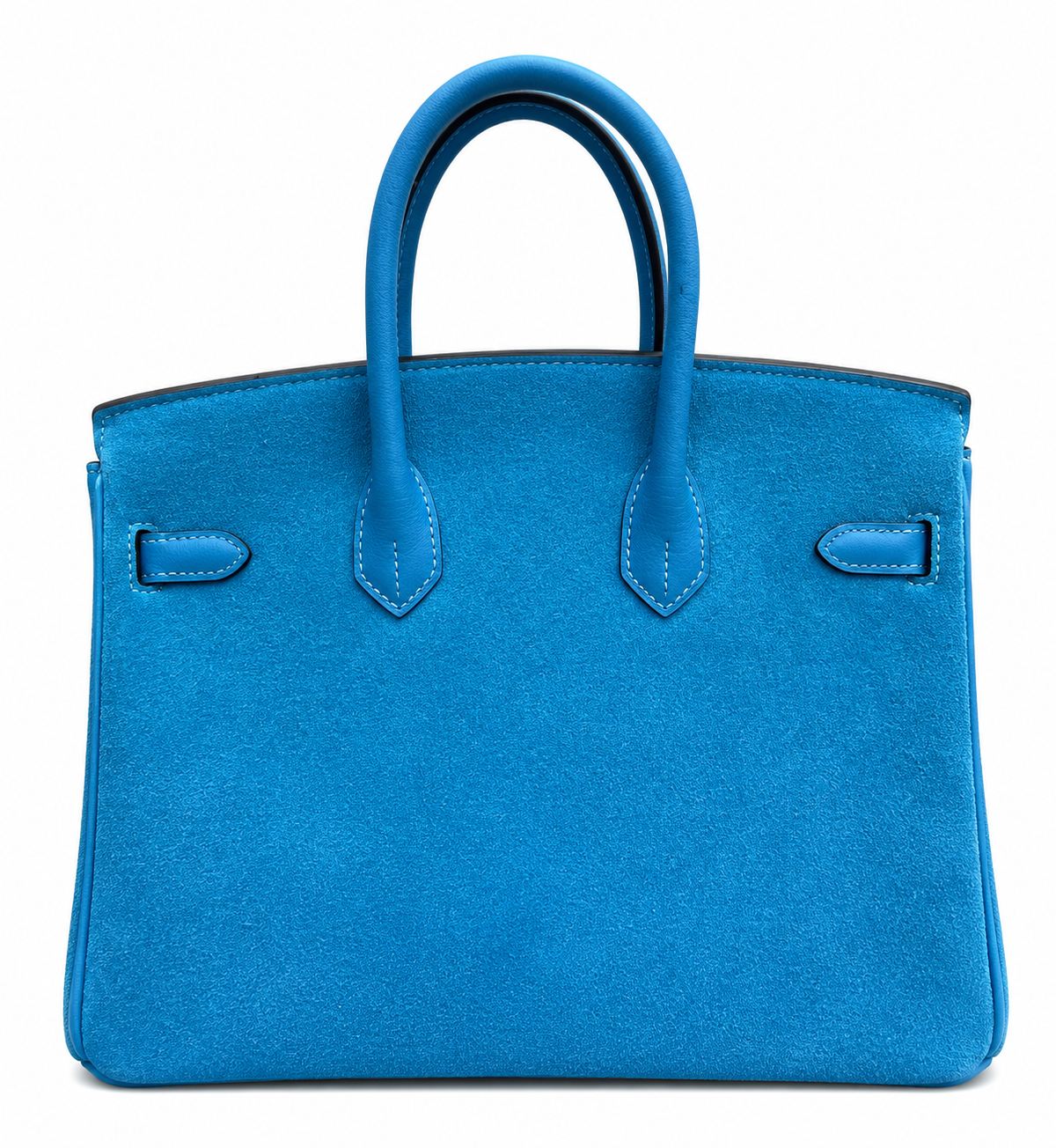 Birkin 25 Retourne in Bleu Zanzibar Swift Leather and Suede Grizzly (Palladium Hardware) — Polished Top-Handle Bag
