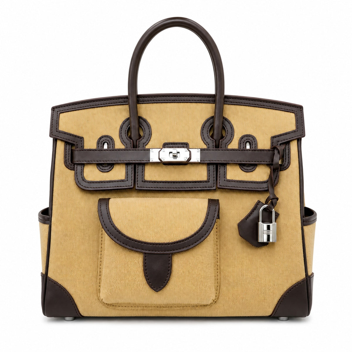 Birkin Cargo 30 Ebène Swift Leather and Khaki Canvas Multi-Pocket Bag — Classic Hand-Carry Tote