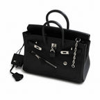 Birkin 25 Rock Sellier in Noir Swift Leather (Palladium Hardware) — Refined Structured Tote
