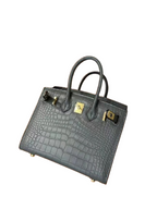 Mini Birkin 20cm Outer Stitching Tote Bag in Etain Gray Crocodile Pattern — Sophisticated Tote Style