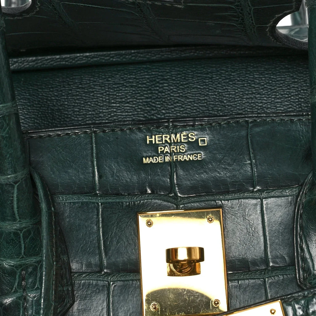 Birkin Vert Titien Matte Alligator Gold Hardware — Structured Top-Handle Tote
