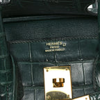 Birkin Vert Titien Matte Alligator Gold Hardware — Structured Top-Handle Tote
