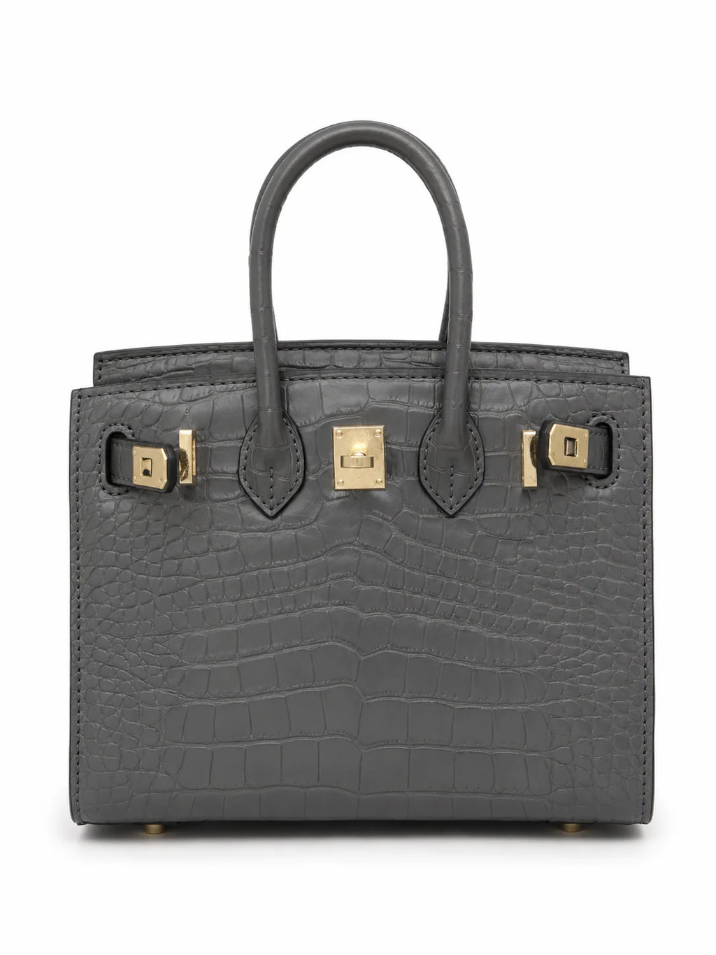 Mini Birkin 20cm Outer Stitching Tote Bag in Etain Gray Crocodile Pattern — Sophisticated Tote Style