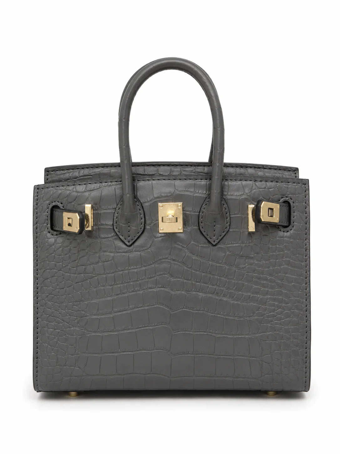 Mini Birkin 20cm Outer Stitching Tote Bag in Etain Gray Crocodile Pattern — Sophisticated Tote Style