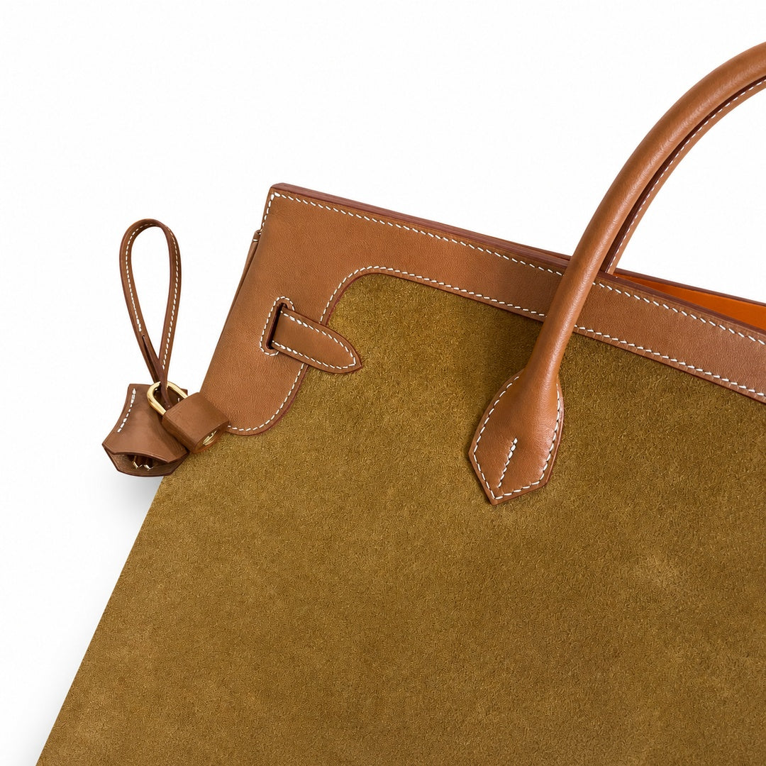 Birkin 40 Retourne in Gold Swift Leather and Suede Grizzly (Gold Hardware) — Sophisticated Tote Style