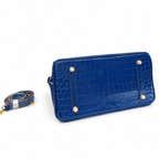 Birkin Style 25/30/35 Retourne in Royal Blue Crocodile-Embossed Leather (Gold Hardware) — Classic Hand-Carry Tote