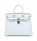 Birkin 25/30 Retourne Bi-Color in Bleu Brume and Craie Togo Leather (Palladium Hardware) — Polished Top-Handle Bag